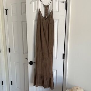 Old Navy Tan Maxi Dress with Crochet Straps
